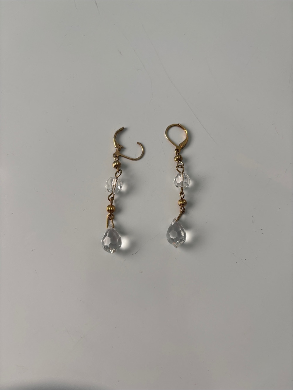 Gold and Clear Crystal Drop Earrings - Elegant Women’s Jewelry